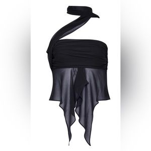 Guizio Wrap Around Chiffon Top Black